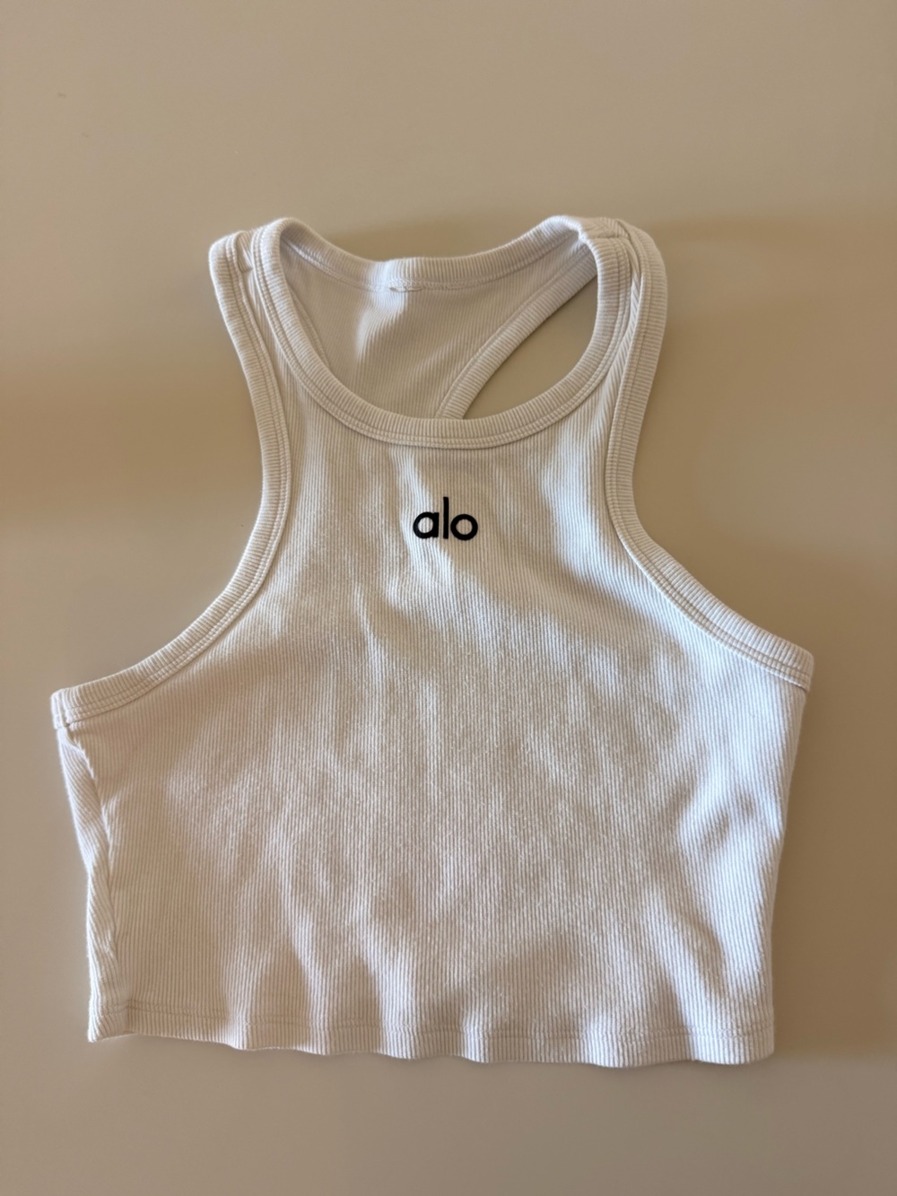 Alo Original White Ribbed Tank Top
